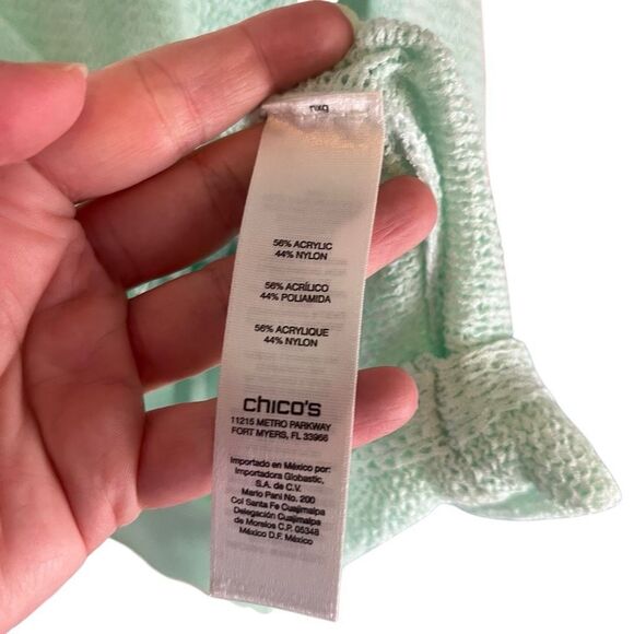Chico's Aqua Lightweight Acrylic/Nylon Blend Sweater Size 3 XL 3/4 Sleeve - Picture 4 of 5